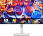 Pantalla blanca de 27 pulgadas, 2560 x 1440P, 120 Hz, pantalla IPS para juegos, pantalla para juegos de computadora, 100 % sRGB, 16,7 m, sincronización adaptativa, HDMI/DP VESA, 100 x 100 mm - Imagen 2
