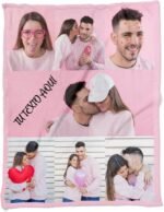 Personalized Blanket with Photo Text Collage Blanket Sofa Bed Original Christmas Birthday Anniversary Valentines Dad Mom Gift for Couples (7 Photos, 105x75) - Image 2
