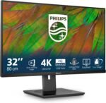 Philips 32B1N3800 Monitor 32" UHD, WLED, 60Hz, VA, 4 ms GtG, Adaptive Sync., TUV Eye Comfort, Speakers, Height Adjustable (3840x2160, 2X HDMI 2.0, 1x DP 1.4, USB-Hub) Black - Imagen 2