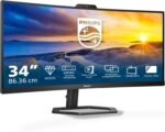 Philips 34E1C5600AM - Curved WQHD Monitor 34 Inches, Webcam, Height Adjustable, Speaker (3440x1440, 100Hz, HDMI, DisplayPort, USB-C, USB Hub) Black - Image 2