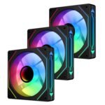 QUMOX 120mm Reverse Input Fan, Infinity Mirror Design, PWM Control and ARGB Effect, Hydraulic Bearing for Quiet Operation (3 Pack) - Imagen 2