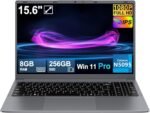 Ruzava Laptop 15.6 Inch Celeron N5095 2.9 GHz Win11 Pro 8GB 256GB SSD Expansion 1TB 5G WiFi BT4.2 HDMl USB 3.0 Portable with Wireless Mouse and Spanish Keyboard Membrane – Gray-002 - Image 2