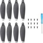 Silent Flight Propellers Set, Mini Propellers, 12 Screws + 1 Screwdriver + 8 Blades, Propeller Blade Spare Parts, Propellers Accessories for Drone Replacement (Black with Silver Edge) - Imagen 2