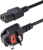 StarTech.com 1.8m Computer Power Cord, 18AWG, BS 1363 to C13, 10A 250V, Replacement Power Cord, TV/Monitor Cable, UK Power Adapter (PXT101UK) - Imagen 2