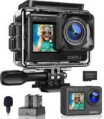 Surfola Sports Camera 4K 60FPS 24MP WiFi, SF530 Aquatic 40M Underwater, Dual Screen Camcorder with Microphone and 2 Batteries - Image 2