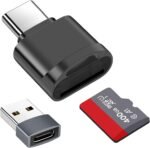 TF Card Reader, Micro SD Card Reader, Type C TF Memory Card Reader Adapter with USB C to USB Adapter Compatible with Laptops, MacBook, Samsung Galaxy (Grey) - Imagen 2