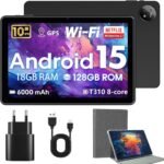 Tablet 10 Inch and Case with Android 15, 18GB RAM+128GB ROM, 1TB expansion, Compatible with Widevine L1, Eight cores, WiFi 5, Google GMS, GPS, 6000 mAh, Dual Camera (5 MP+8 MP) - Image 2
