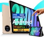 Tablet 11 inch, Android Tablet, 24GB RAM+256GB ROM (2TB TF), FHD IPS, Octa-Core, UFS 2.2 Flash, 8000mAh, 5MP + 13MP, Dual WiFi, BT 5.0, Widevine L1, Face ID, with Metal-Gold Case - Imagen 2