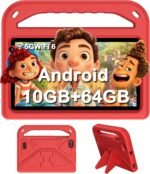 Tablet 7 Inches, Android 14 Tablet with 5G Wi-Fi 6, 10GB RAM+64GB ROM(512GB SD), Octa-Core/Widevine L1/Parental Control/BT 5.0/3500mAh, Protective Anti-Shock EVA Protector, Red - Image 2