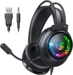 Tatybo Gaming Headset for Ps4/Ps5/PC/Switch, Gaming Headset with Dual Adaptable Headband, 3D Stereo Sound, Lightweight Wired Headset with RGB Light - Imagen 2
