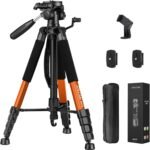 Trípode de cámara de 74 pulgadas para Canon Nikon DSLR, JOILCAN Trípode ligero de aluminio para teléfono celular con bolsa de transporte y soporte universal para teléfono, carga máxima de 15 libras - Image 2