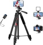 Victiv 162 cm Tripod for High Mobile, Portable Tripod with Remote Control and Mobile Phone Holder, Aluminium Selfie Stick Tripod for iPhone/Samsung/Huawei - Imagen 2