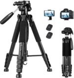 Victiv 185 cm Tripod for High Mobile Phone, Tripod Camera for Nikon Canon Sony Travel, Premium Aluminium Tripod DSLR Reflex Camera with Phone Holder and 2 Quick Release Plates - Imagen 2