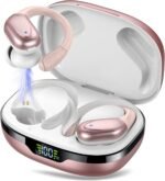 Wireless Headphones, Bluetooth 5.3 Headphones with Ear Hooks, 60H Playback, LED Display, ENC HD Call, Deep Low, Comfortable Fit, IPX7 Waterproof (Rose Gold) - Image 2