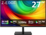 Z-Edge Gaming Monitor 27 Inches 4K, UHD (3840x2160), 120 Hz - IPS, 1 ms MPRT, 250 CD/m², HDR10, FreeSync, 2X DP + 2X HDMI, VESA Compatible, Black - Imagen 2