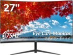 ZZA 27" Curved Monitor with 2K(2560 X 1440) 75Hz Resolution 27" Qhd Monitor with Hdmi, Dp and Wall Mount, Office Monitor for PC with Eye Protection 1440P Frameless for Work & Ju - Imagen 2
