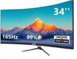 ZZA Monitor WQHD curvado ultra ancho de 34 pulgadas, experiencia de juego inmersiva con frecuencia de actualización de 165 Hz, panel VA y AMD FreeSync Premium | HDR10 | 99% sRGB | 3440 x 1440 - Imagen 2