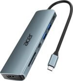 acer 7 in 1 USB C Hub, Type C Docking Station, HDMI to USB C Adapter with 2X USB 3.0 and USB C 5Gbps, HDMI Hub 4K@30Hz, PD 100W, SD/TF Card Reader, Compatible with iOS, Android, PC and Laptops - Imagen 2