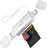 acer SD/Micro SD Card Reader, USB C and USB 3.0 Dual Connector Card Reader Adapter, Compatible with SD/Micro SD/SDHC/SDXC/MMC for iPhone 15 Pro, MacBook Pro/Air, Galaxy S22, Silver - Image 2