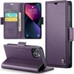iPhone 14 Case, Magnetic Closure Case, PU Leather Wallet with [RFID Blocking], Stand, Card Slot, Book Case, Case for iPhone 14, Purple - Imagen 2