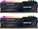 【RGB DDR4 RAM】 GIGASTONE Game Turbo 32GB Kit (2x16GB) DDR4 3200MHz PC4-25600 CL 16-18-18-40 Intel XMP 2.0 AMD Ryzen 1.35V UDIMM 288pin Unbuffered Non-ECC PC Desktop Memory High Performance - Black - Imagen 2