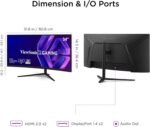 ViewSonic VX3418C-2K UWQHD Gaming Monitor 34 Inch Curved, VA, 180Hz, 1ms, 2560p x 1440p, 1500R, HDR10, FreeSync Prem, Frameless, HDMI, DP - Imagen 4