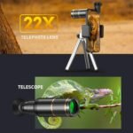Upgraded 4 in 1 COSULAN Phone Camera Lens Kit, Comes with 22X Telephoto Lens, 205° Fisheye Lens, 4K 0.67X Wide Angle Lens, 25X Macro Lens, Clip and Mini Tripod for iPhone - Imagen 4