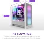 NZXT H5 Flow RGB - Compact ATX Mid-Tower Case for Gaming PC - High Airflow - RGB F360 (CV) Fan Included - 360mm Front and Top 240mm Radiator Bracket - White - Imagen 3
