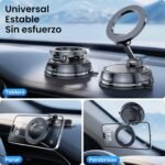 GizmoVine Magnetic Car Phone Mount, Vacuum Suction, 360° Adjustable Dashboard/Windshield/Air Vent Mount, 78LBS Suction, Compatible with MagSafe for iPhone 12-16 - Image 9
