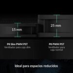 ARCTIC P8 Slim PWM PST - 80 mm Case Fan, Optimized for Static Pressure, with PST Connection (PWM Sharing Technology), DC Fan, Extra Flat - 15 mm, 300-3000 RPM - Black - Imagen 3