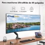 Monitor Stand 1-Monitor for 17-49 Inch Screens – Ultrawide Monitor Arm, Tilting, Height Adjustable, Rotary, Max Load 20 kg, VESA 75/100 mm, Black - Imagen 3
