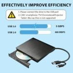 Aivane CD/DVD Burner External USB 3.0 and Type-C, Ultra-Slim CD/DVD +/-RW Drive Porttil Burner External DVD Reader for Windows 11/10/8/7/XP/Vista Linux MacOS Laptop Desktops - Image 7