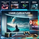 Z-Edge Monitor 27 Inch Curved Gaming, 280 Hz (DP) / 240 Hz (HDMI), 1 ms, FHD Resolution, 1500R Curvature, FreeSync, White, Adjustable Tilt, 2×HDMI 2.0 + 2×DP 1.2 - Imagen 4