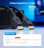 Cable Matters VESA Certified 54Gbps DisplayPort 2.1 Cable 3m, DP54 Cable with, 8K 165Hz, 4K 500Hz in Black with FreeSync, G-SYNC and HDR for Gaming Monitor, PC, RTX 4080/4090, RX 7900 - Image 3
