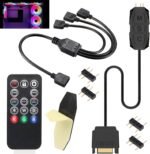 ARGB Hub RGB 5V 3 Pin SATA Controller, 14 Keys for Light Effects, 1 to 3 ARGB Splitters, Support Fans and LED - Image 3