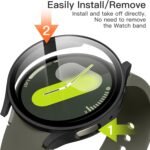 JETech Case with Screen Protector for Samsung Galaxy Watch 7 44mm, General Protection Case, Built-in Tempered Glass High Sensitivity, 2 Units (Black) - Image 5