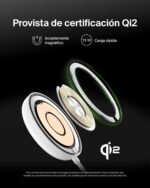 Belkin Wireless Charger Compatible with MagSafe, 15W Magnetic Charging Dock, Qi2 Certified, iPhone 17, Air, Samsung Galaxy S25, Pixelsnap and AirPods - No Power Supply - White - Imagen 3