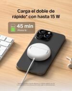 Belkin Wireless Charger Compatible with MagSafe, 15W Magnetic Charging Dock, Qi2 Certified, iPhone 17, Air, Samsung Galaxy S25, Pixelsnap and AirPods - No Power Supply - White - Imagen 4