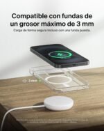 Belkin Wireless Charger Compatible with MagSafe, 15W Magnetic Charging Dock, Qi2 Certified, iPhone 17, Air, Samsung Galaxy S25, Pixelsnap and AirPods - No Power Supply - White - Imagen 5