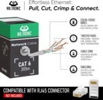 Mr. Tronic Bulk Cat 6 Ethernet Cable 1000ft, Bulk LAN Network Cable for Fast & Reliable Internet - AWG24 Cat6 Bulk, 1Gbps Internet 250MHz UTP CCA (305 Meters, Grey) - Imagen 3