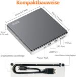 BUNUD External Blu Ray CD DVD USB 3.0 & Type-C CD/DVD Blu-Ray Burner with 2 USB & SD/TF Slots, External 3D BD Bluray Optical Drive for PC, Laptop, Windows 11/10, MacBook, MacBook - Imagen 3