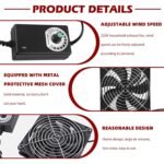 120mm PC Case Fan with Speed Control and Dual Ball Bearing - Axial Muffler for PC Laptop TV Radio Router 220V - Imagen 6