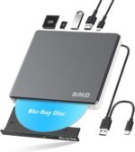 BUNUD External Blu Ray CD DVD USB 3.0 & Type-C CD/DVD Blu-Ray Burner with 2 USB & SD/TF Slots, External 3D BD Bluray Optical Drive for PC, Laptop, Windows 11/10, MacBook, MacBook - Imagen 2