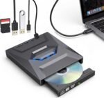 External CD DVD Drive for Laptop - USB 3.0 & Type C External DVD Drive with SD/TF Card Reader and USB Ports, CD DVD RW Burner for Laptop, Computer - Imagen 2