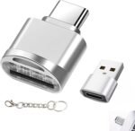 Micro SD Card Reader USB C, OTG USB C with USB A Adapter, TF OTG Reader for Type-C Mobile and Portable, Compatible with Android, iPhone 15 16, Windows and Mac, Metal Body, with LED Indicator - Imagen 2